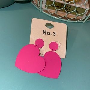 Hot Pink Heart Shaped Earrings